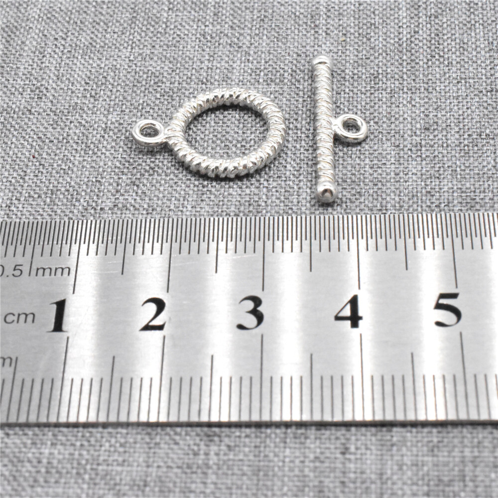 2 Sterling Silver Ring Toggle Clasps 925 Silver Circle & Stick Set for ...
