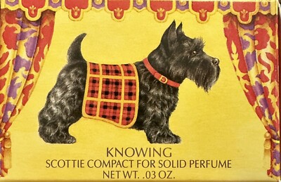 【ESTĒE LAUDER】ソリッドパフィーム　スコッティドッグ　犬　ノウィング Rare Vintage Estee Lauder Scottie Dog Compact Perfume Knowing