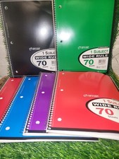 6  Top Flight Standards 1 Subject Wirebound Wide Ruled Notebook 70 Sheets Ea