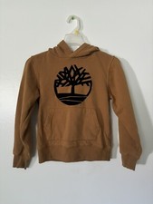 Timberland Boy's Brown Logo Long Sleeve Pullover Hoodie Size S 8 
