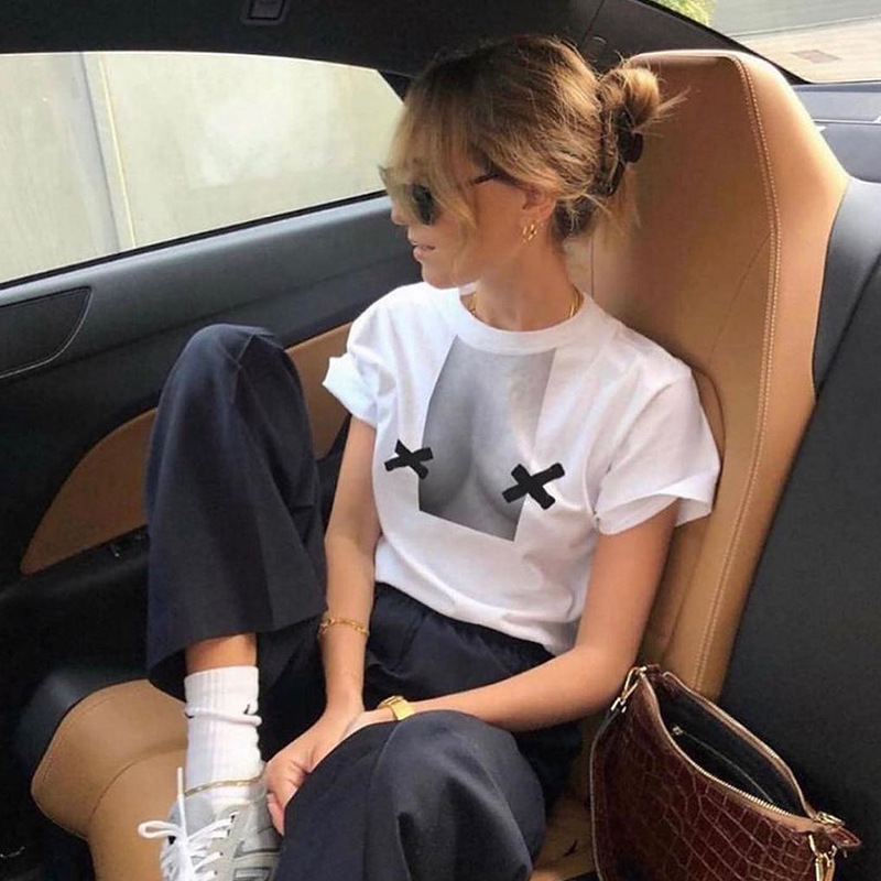 Women's Top New Crewneck Short Sleeve Printed Long Matching Everything T-shirt