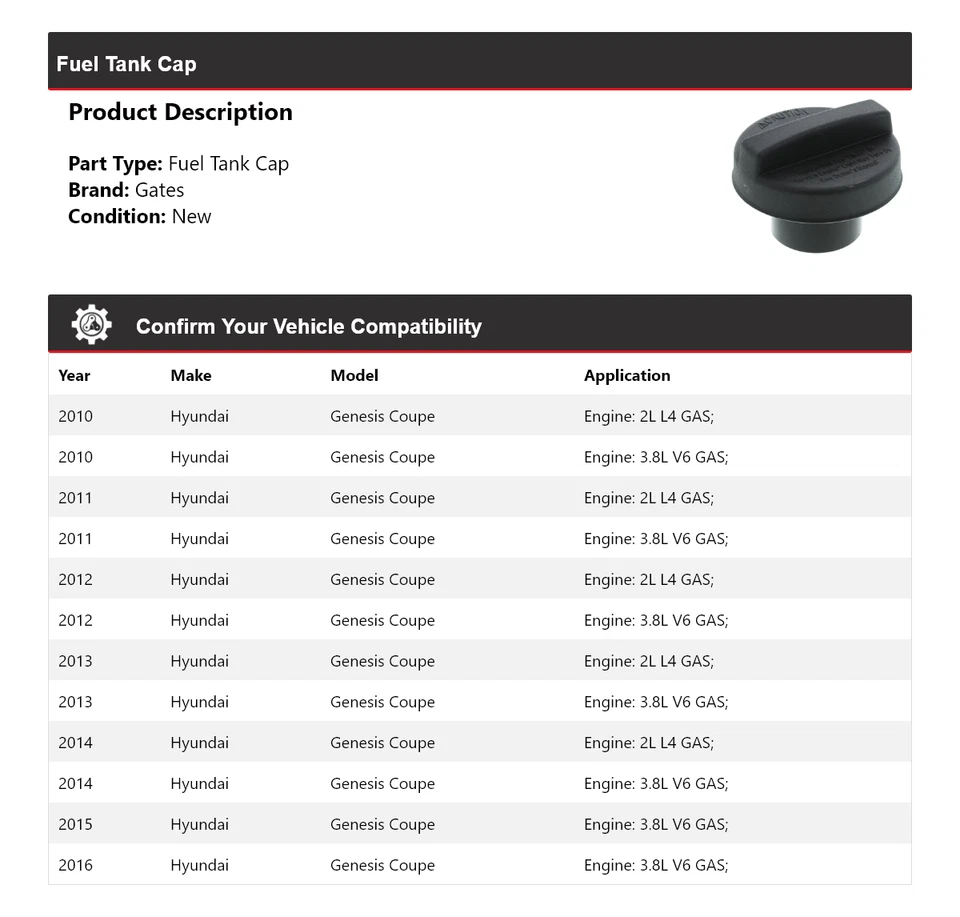 Крышка топливного бака ворота для Hyundai Genesis Coupe 2010-2016 годов выпуска 2011 2012 2013 2014 2015 годов выпуска - Изображение 2 из 4