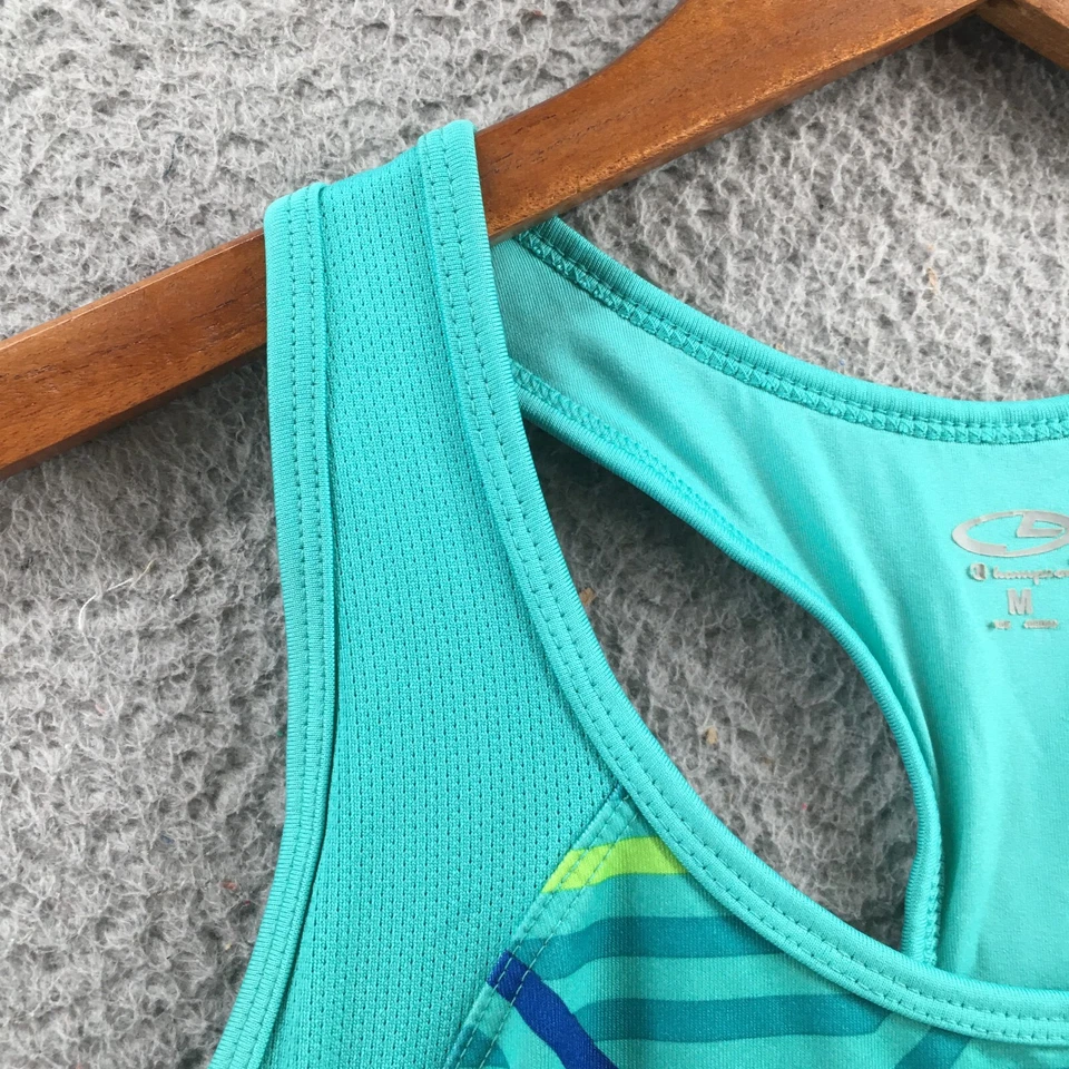 Camiseta sin mangas Champion Activewear espalda deportiva para mujer M verde azulado estampado geométrico sin mangas Foto 3 de 4