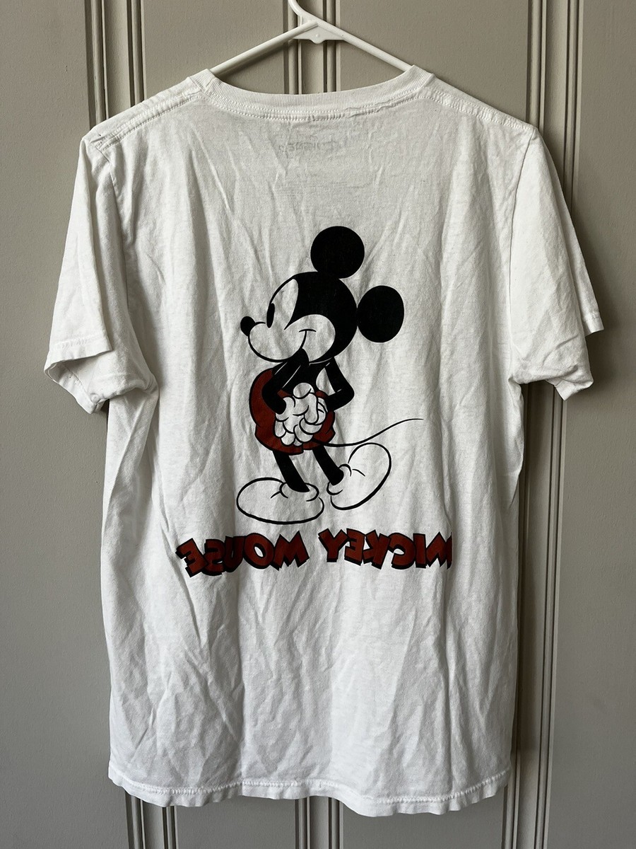 Disney Mickey Mouse Shirt Double Sided Small Heather White