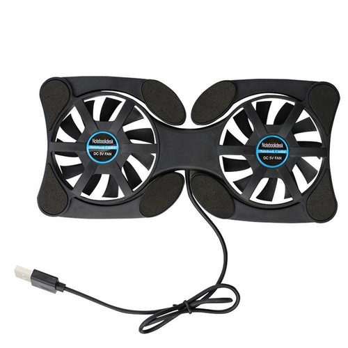 Foldable Low Noise USB Powered 2 Fans Cooling Pad Slim Base Cooler D4P6 P1O6 - Photo 2/7