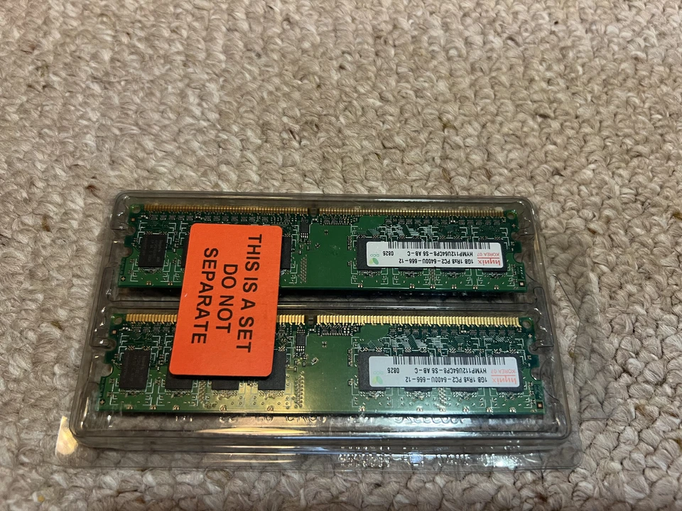Hynix 2GB (2x1GB) HYMP112U64CP8-S6 PC2-6400 DDR2-800MHz non-ECC Desktop Memory - Image 3 of 4