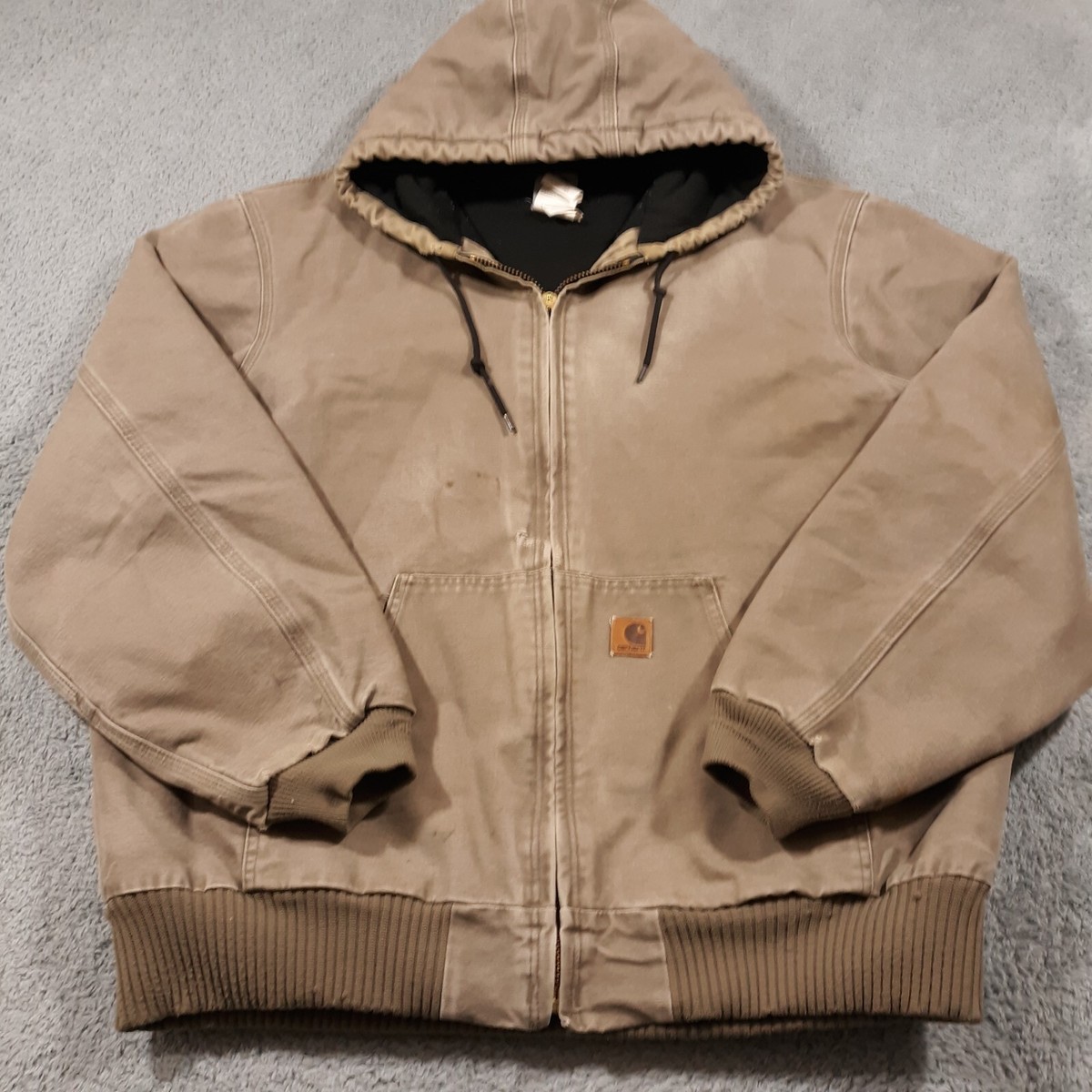 Carhartt アクティブジャケットJ130 DES Carhartt J130 DES Canvas Jacket Mens XL Tall Quilt Lined Hooded