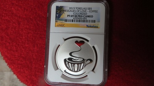 2015 Tokelau Coffee & Cupcake Messages of Love 1oz Silver Coin Set NGC PF69 UC - Picture 7 of 12