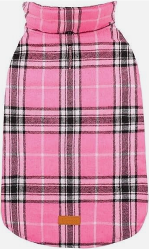 Spotted Play Warm Dog Coat, Pink Plaid, Waterproof Reversible Dog Jacket, (XXL) - Afbeelding 1 van 3