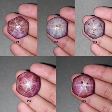 Natural Untreated Johnson Mines 6Ray Star Ruby Gemstone Hexagon Shape