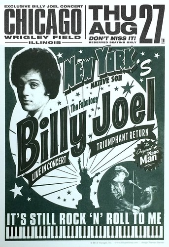 Billy Joel at Wrigley Field 13" X 19" Reproduction Concert Poster - Picture 1 of 4