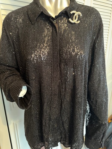 Kobi Halperin top Black Beaded w/Lace liner Retail $798. Sz Large - Picture 5 of 8