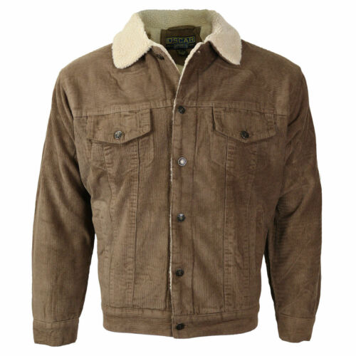 Men's Premium Classic Button Up Fur Lined Corduroy Sherpa Trucker Jacket - Picture 8 of 12