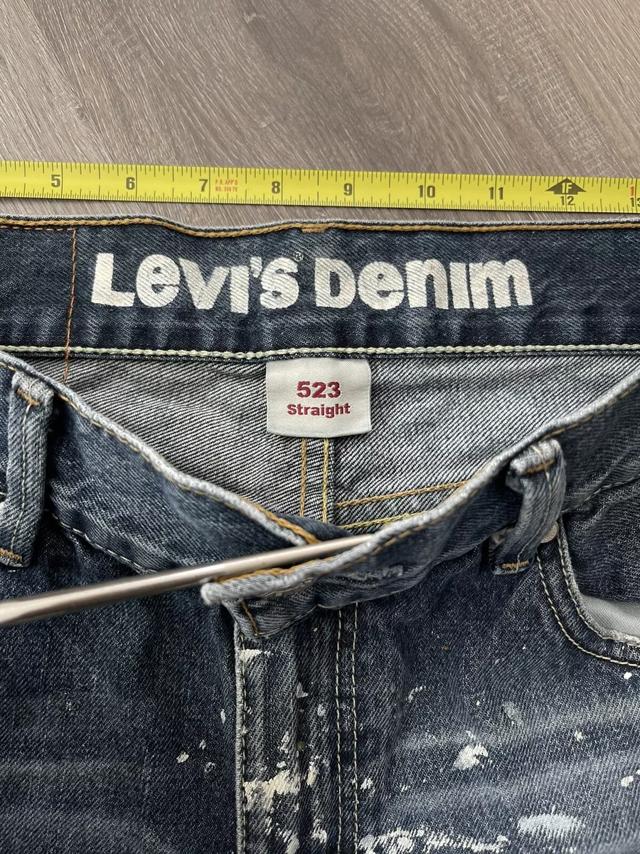 Levis 523 Straight Painted Jeans Mens W32 L33 Blue