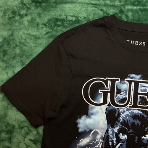 GUESS Los Angeles Men’s Short Sleeve T-Shirt Size SMALL Black w/Blue, Silver NEW - Picture 5 of 12