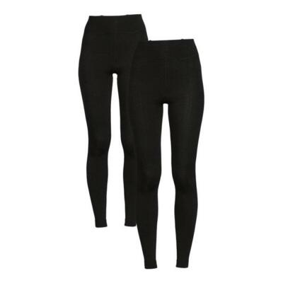 Blissful Benefits Warners Ladies Black Lot 2 Fleece Footless Tights Sz S/M  NEW