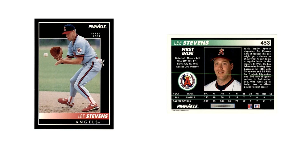 1992 Pinnacle Lee Stevens Baseball Cards #453 - Image 3 of 3