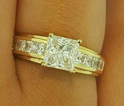 2Ct Princess Lab-Created Diamond Solitaire Wedding Ring 14K Yellow Gold Finish