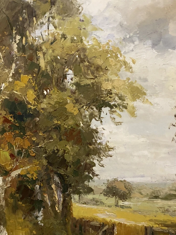 Large Canvas Landscape Painting Beautifully Framed - Country River Scene 34x44 - Image 2 of 4