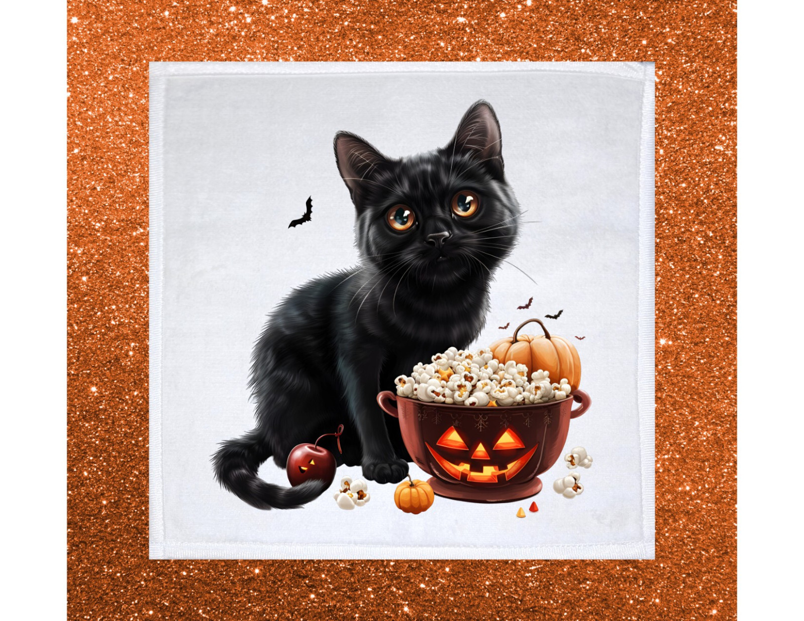 Halloween Cat Dish Towel, 12x12, FREE shipping, hand towels, bath, choice, gifts