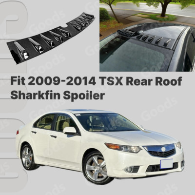 Gloss Black Shark Fin Rear Roof Spoiler Vortex Generator For 2009-2014 Acura TSX