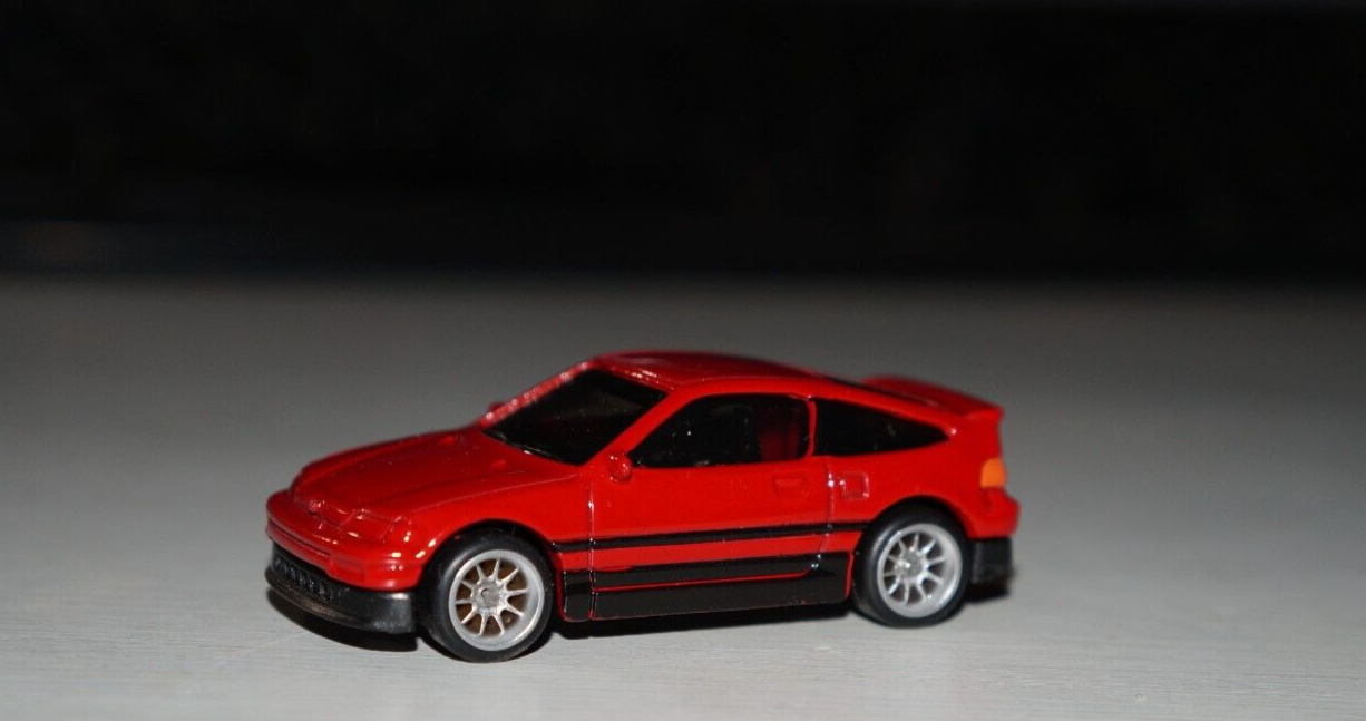 1988 Honda CRX Red with Custom Wheels & Real Riders Tires Hot Wheels 1/64-image