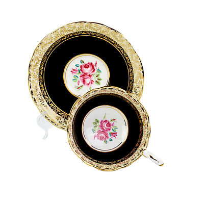 Royal Stafford, Kabinett Tasse und Untertasse, Black Rose