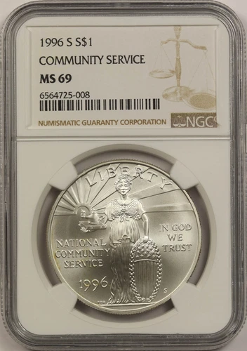 1996-S Community Service $1 NGC MS 69 Modern Commemorative Silver Dollar