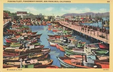 Fishing Fleet Fisherman's Wharf San Francisco California Unposted Postcard
