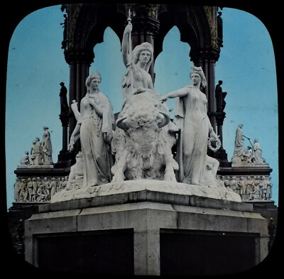 Magische Laternenfolie ALBERT MEMORIAL '' AMERIKA '' UM 1890 VIKTORIANISCHES FOTO LONDON 