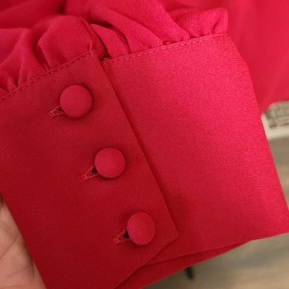 VALENTINO NUOVO Privacy Please Red Easton Chiffon Mini Abito Donna Taglia Media Ruffle Trasparente