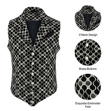 Handmade Gold Mens Victorian Suit Gentleman Vest Steampunk Gothic Waistcoat