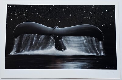 Wyland Sea of Stars whale fluke night sky HAND SIGNED #d