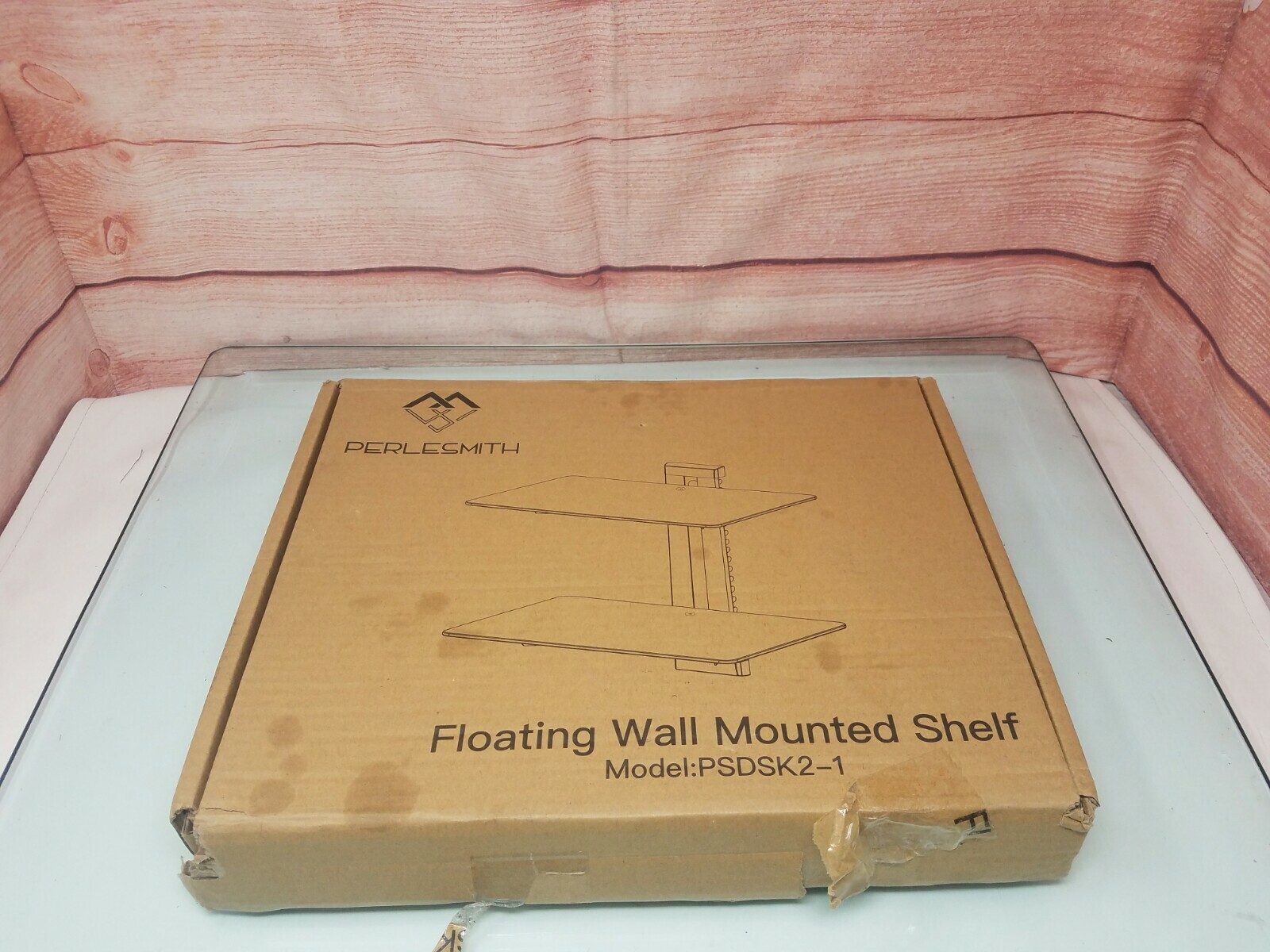 Wall Mount Double AV Stand Floating Shelf with Strengthened Tempered Glasses