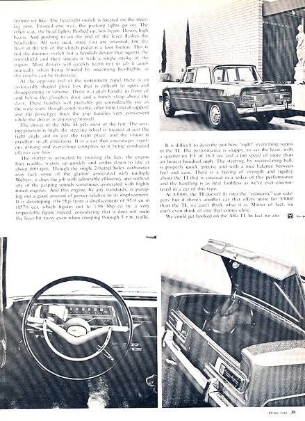 1965 Alfa Romeo Giulia TI Sedan Original Car Review Report Print Article A81 Foto 2 de 2
