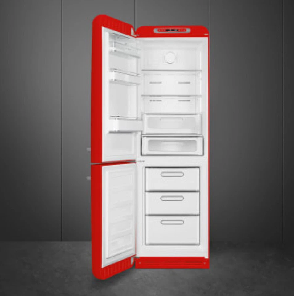 Refrigerador congelador inferior Smeg años 50 estilo retro 24"/rojo/bisagra izquierda Foto 2 de 4