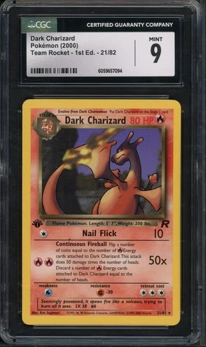 Pokemon CGC 9 Mint 1st Ed. Team Rocket Rare Dark Charizard 21/82
