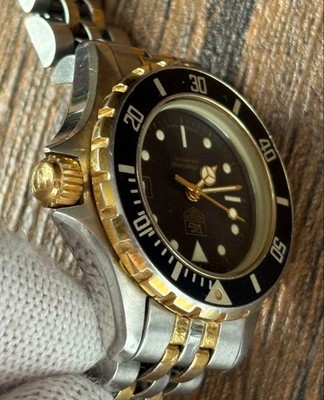 Heuer クオーツダイバー 980.013 Early (Pre-Tag) HEUER 980.013 Black Quartz Diver Watch 666 FT Dial