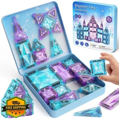 burgkidz Magnetic Travel Tiles Blue Glitter