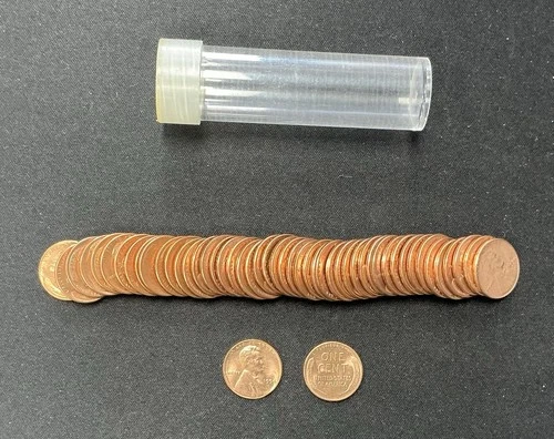 1954 P Wheat Penny 50ct. Roll Tube ~ Brilliant Uncirculated Red Cent