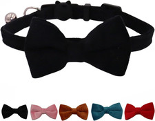 Cat Collar Breakaway with Bell and Removable Bow Tie Safety Buckle Velvet Adjust