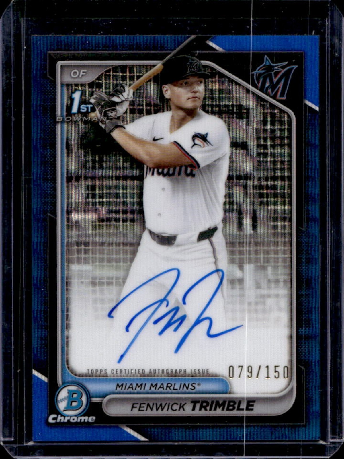 2024 Bowman Draft Fenwick Trimble Chrome Auto Blue Wave Refractor 1st #/150