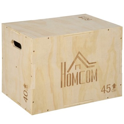 Plyo Box, Sprungbox aus Holz, Plyometric Plattform mit Griff, Naturholz