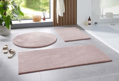 Taracarpet Badematte Uni Boho rutschfest, waschbar, Badezimmer-Teppich,