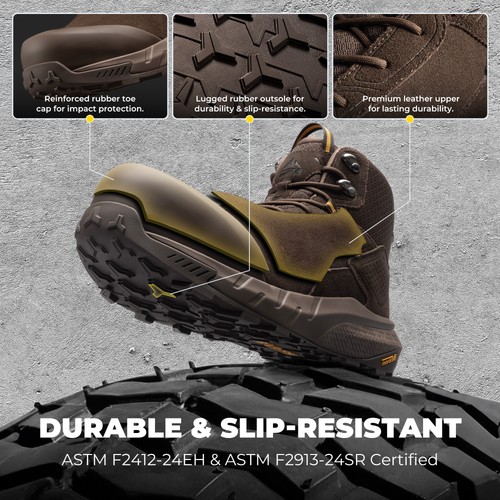 Men Waterproof Composite Toe Work Boots Lightweight Comfortable Safety Boots