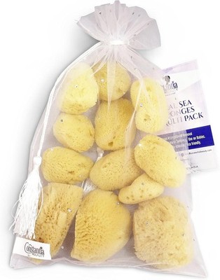 Natural Sea Silk Sponges 12pk: Size 9pc x1.5-2.5'' 3pc x 2.5''-3'', Like Cotton Bal