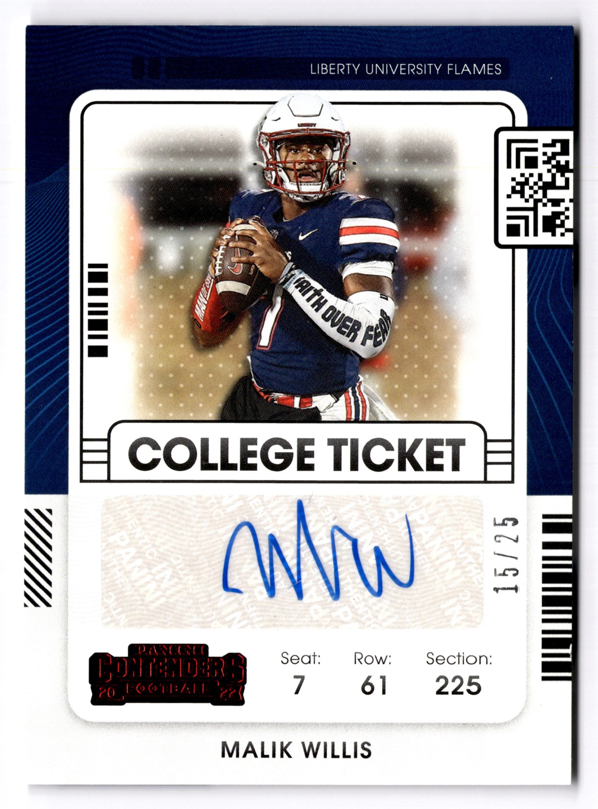 Malik Willis Panini Chronicles Draft Picks Contenders College Ticket Autographs #CCTMWI Red