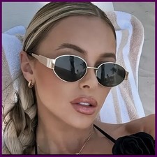 Retro Steampunk Sun Protection Sunglasses Vintage New Women's Metal Oval