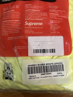 Supreme Hanes Boxer Brief Pack of 2 Authentic Fluorescent Yellow