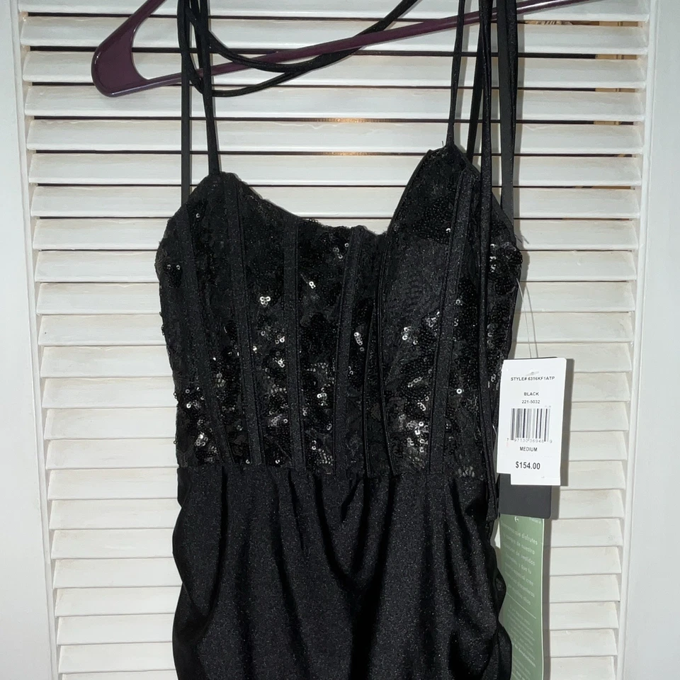 City Triangles Black Sequin Strappy Sleeveless Long Dress Size M new with tags - Image 1 of 4